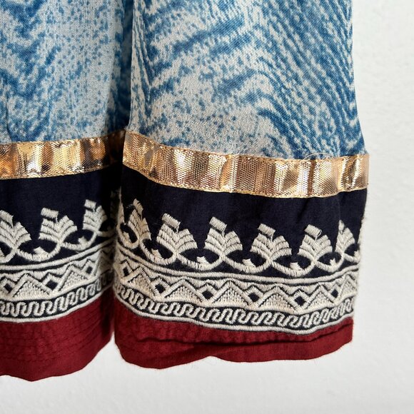 Soft Surroundings Skirt L Blue Maxi Embroidered Peasant Gypsy Festival - Picture 5 of 11